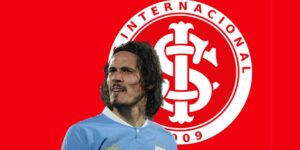 Cavani e escudo do Internacional (Foto - Montagem TV foco)