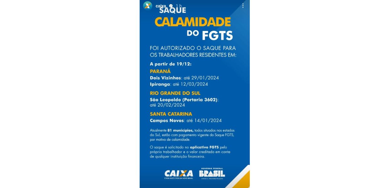 Comunicado da Caixa (Foto: Reprodução / Instagram)