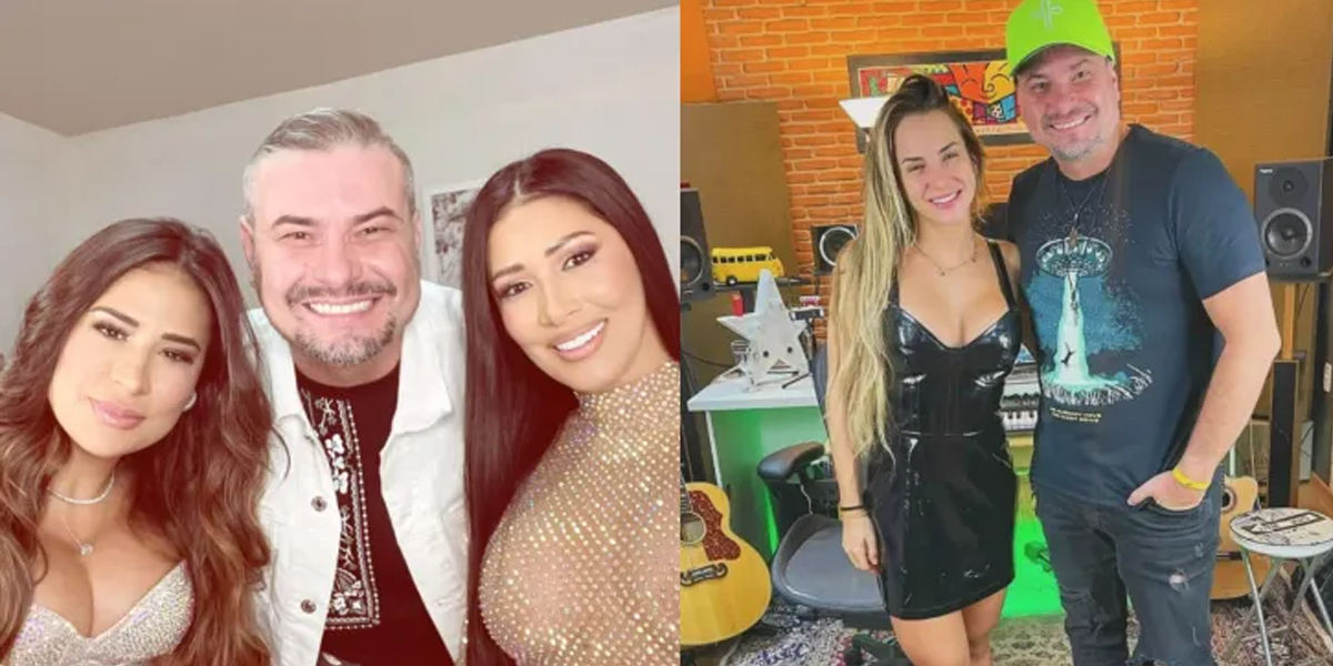 Hudson Hostins ao lado de Simone e Simaria, e de Gabi Martins (Foto: Reprodução, Instagram) 