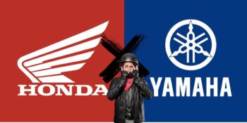 Logo da Honda, Yamaha e motoqueiro triste (Fotos: Reproduções / Internet / Freepik)