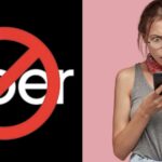 Logo Uber e mulher chocada olhando o celular (Fotos: Reproduções / Internet / Freepik)