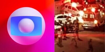 Logo da Globo e policia em local do crime - Foto Reprodução Internet