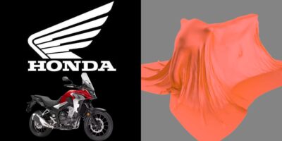 Logo da Honda, CB 500 X e moto coberta - Foto Reprodução Internet