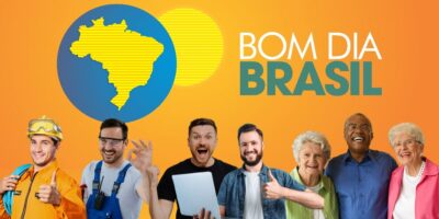 Logo do Bom dia Brasil e trabalhadores e idosos - Foto Reprodução Internet