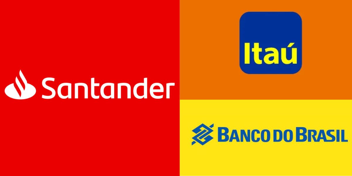 Logo dos bancos Santander, Itaú e Banco do brasil - Foto Reprodução Internet