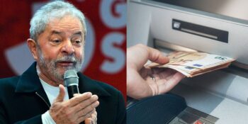 Lula / Pessoa sacando dinheiro - Montagem TVFOCO