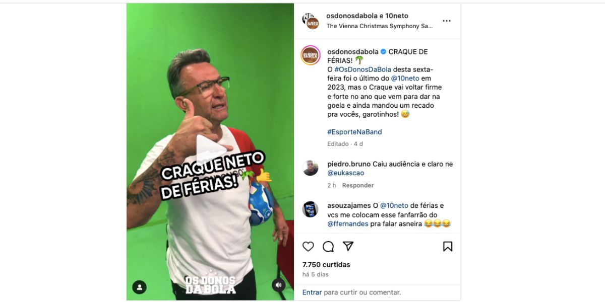 Recado de Neto (Foto: Reprodução / Instagram)