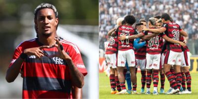 Pedrinho do Flamengo / Time do Flamengo em campo - Montagem TVFOCO