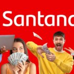 Pessoas com dinheiro e logo do Santander - Foto Reprodução Internet