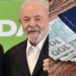 Simone Tebet e Lula, e notas de cem reais em carteira de trabalho (Fotos: Reproduções / Nelson Almeida / Freepik)