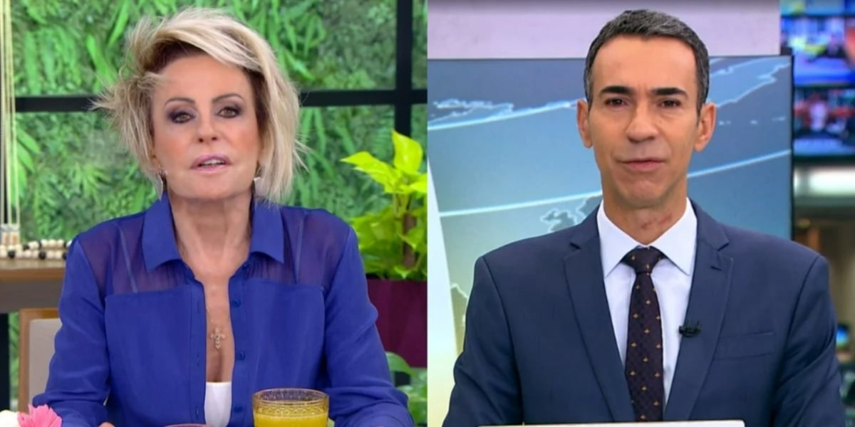 Ana Maria Braga e César Tralli na Globo (Foto: Reprodução/ Internet)