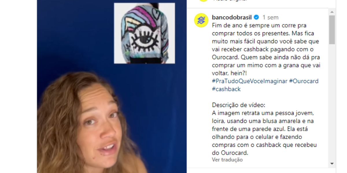 Cashbac com o Ourocard (Reprodução: Instagram)