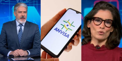 William Bonner, Anvisa e Renata Vasconcellos no Jornal Nacional (Foto: Divulgação)