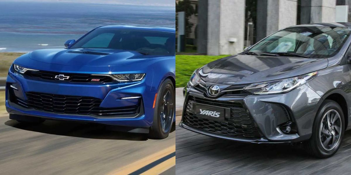 Chevrolet Camaro e Toyota Yaris (Reprodução: Montagem TV Foco)