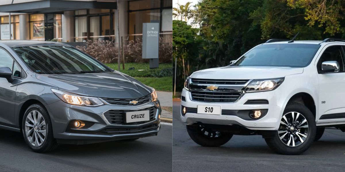 Chevrolet Cruze e Chevrolet S10 (Reprodução: Montagem TV Foco)