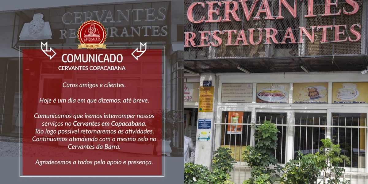 Comunicado do fechamento do restaurante (Reprodução: Montagem TV Foco)