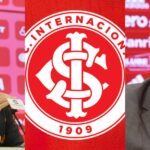 Coudet, Barcellos e escudo do Internacional (Foto: Reprodução / Internet)