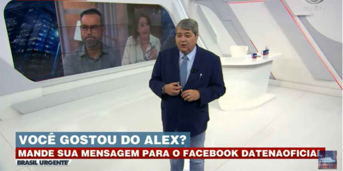 Datena na conversa com Cátia Fonseca e Alex Sampaio (Reprodução: Band)