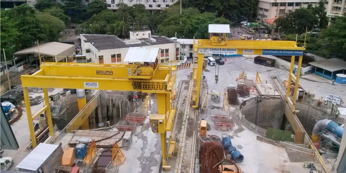 Obra da estação Gávea, Rio de Janeiro - Foto: Internet