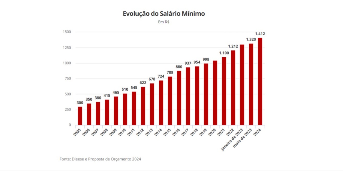 Gráfico de evolução do salário mínimo (Foto: Reprodução/g1)