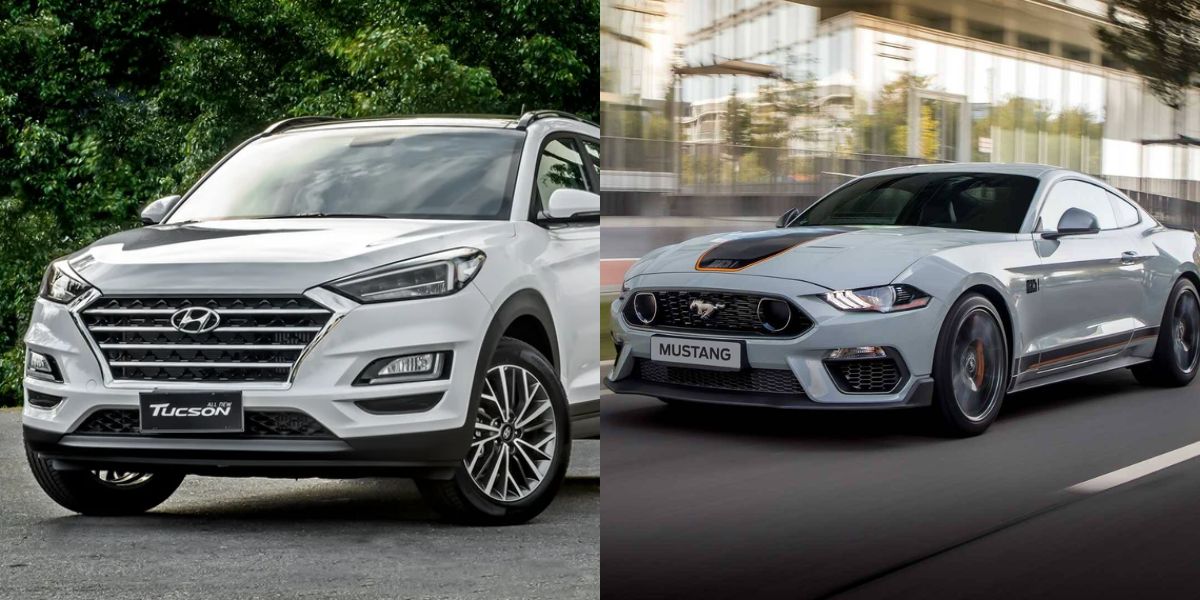 Hyundai Tucson e Ford Mustang (Reprodução: Montagem TV Foco)