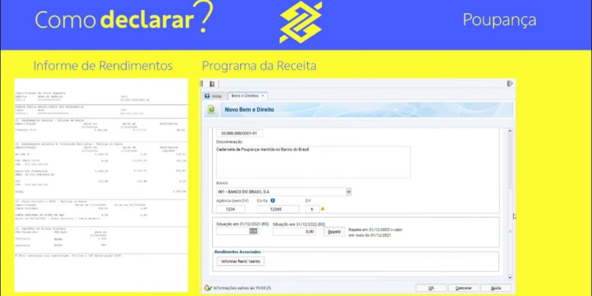 Informe de Rendimentos no programa da Receita Federal (Foto: Reprodução/Banco do Brasil)