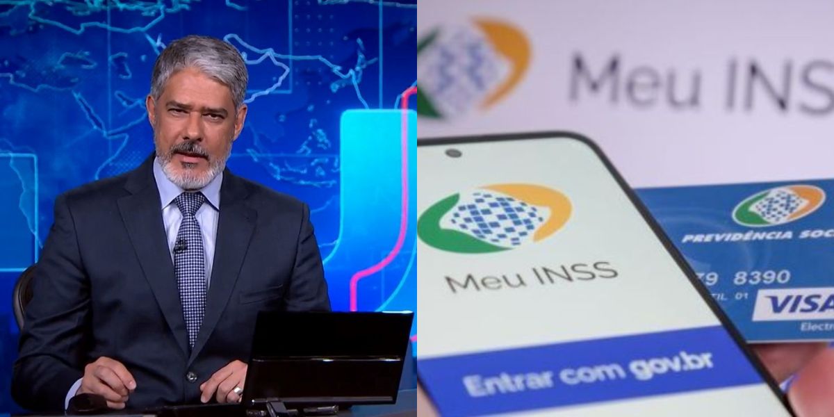 William Bonner, dá informações cruciais sobre o INSS, no Jornal Nacional (Foto Reprodução/Montagem/Tv Foco)