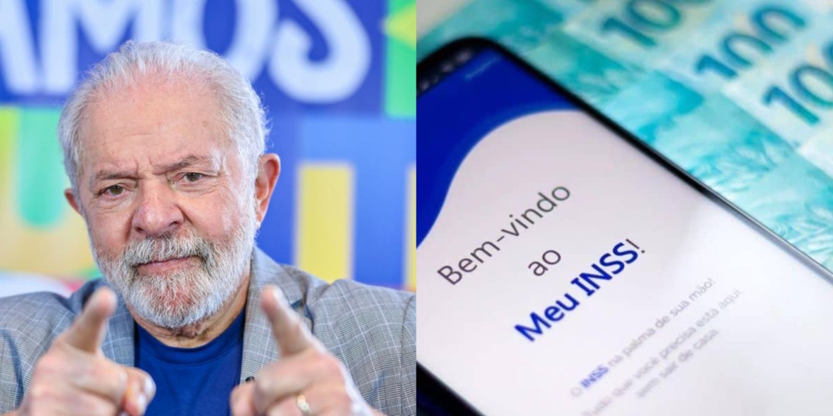 Lula e aplicativo do INSS com notas de cem reais (Fotos: Reproduções / Instagram / Internet)