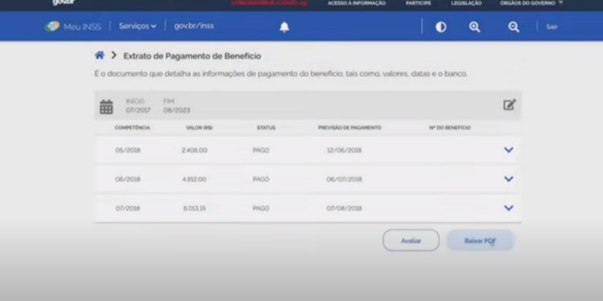 É possível que beneficiários acessem extrato do benefício (Foto: Reprodução/Meu INSS)
