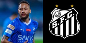 Neymar e escudo do Santos - (Foto: Reprodução / Internet)