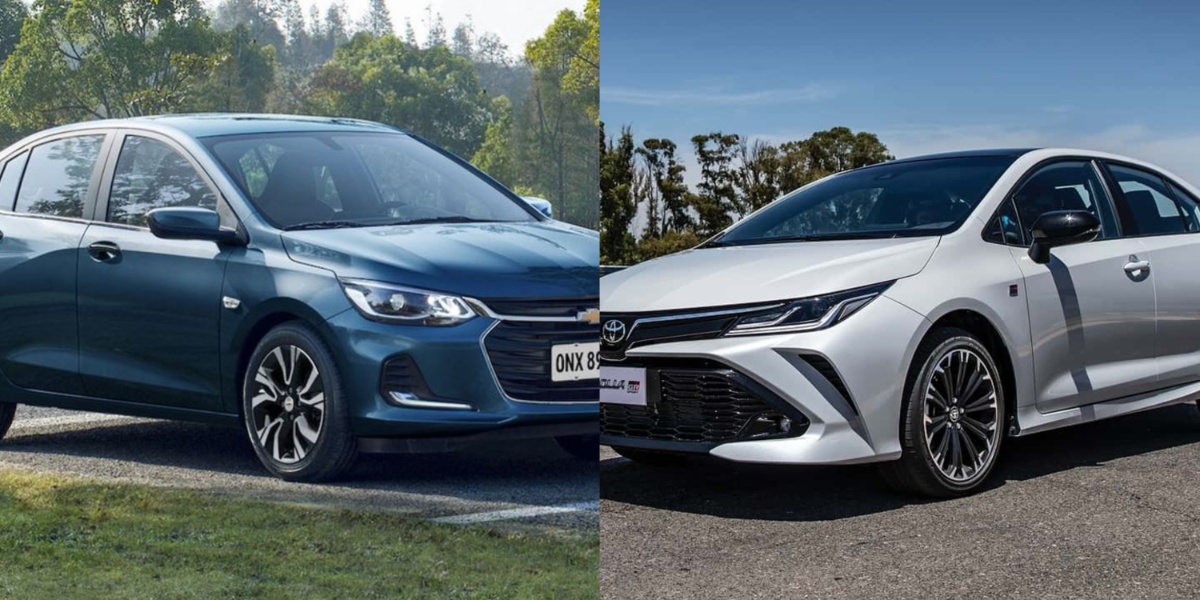 Onix e Corolla compõem a lista de carros mais vendidos - Foto: Montagem