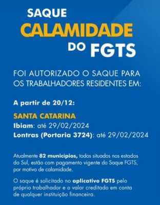 Saque Calamidade está disponível através do FGTS para alguns municípios do Sul (Foto: Reprodução / Instagram)