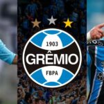 Renato Gaúcho, Suárez e escudo do Grêmio- Foto: Montagem