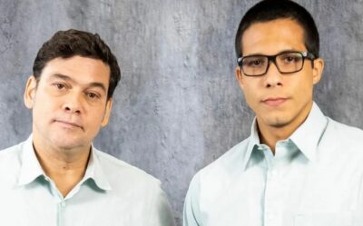 Tadeu (Cláudio Gabriel) e Enzo (Rafael Gualandi) em Terra e Paixão (Foto: Reprodução / Globo)