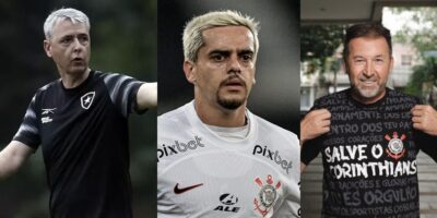 Tiago arma rasteira por Fagner e Augusto decide pelo Corinthians (Reprodução/Montagem TV Foco)