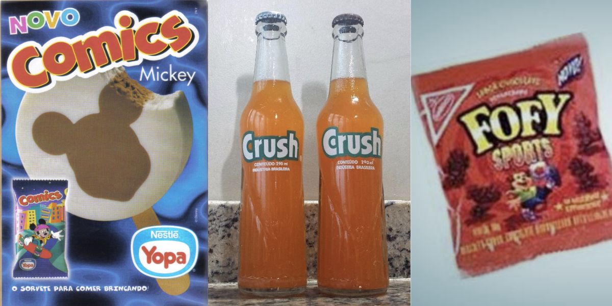 Sorvete Yopa, Refrigerante Crush e Biscoito Fofy (Reprodução/Montagem TV Foco)