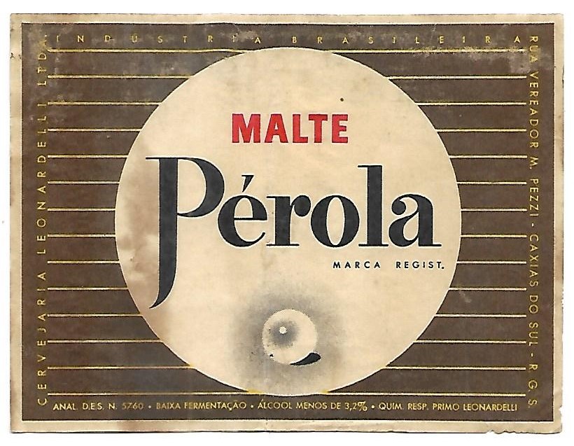 Rótulo antigo da cerveja Pérola, versão Malte, produzida no Brasil (Foto Reprodução/Internet)