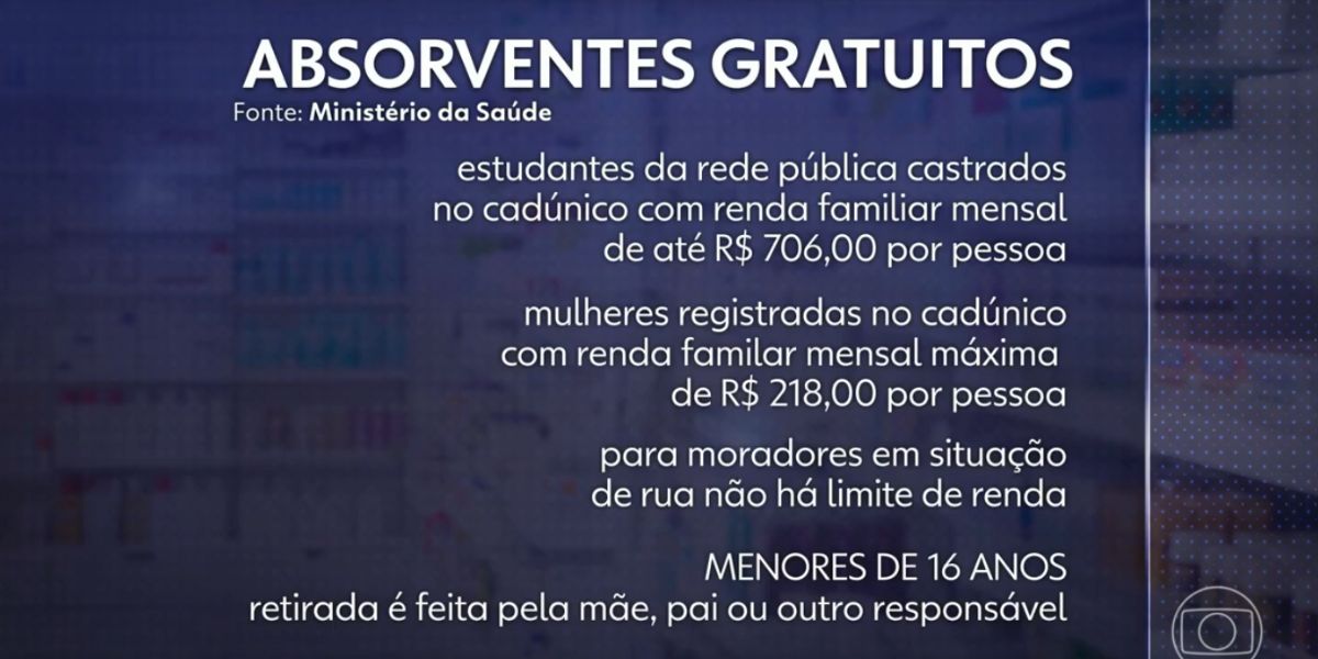 Absorventes gratuitos (Foto: Reprodução / Globo)