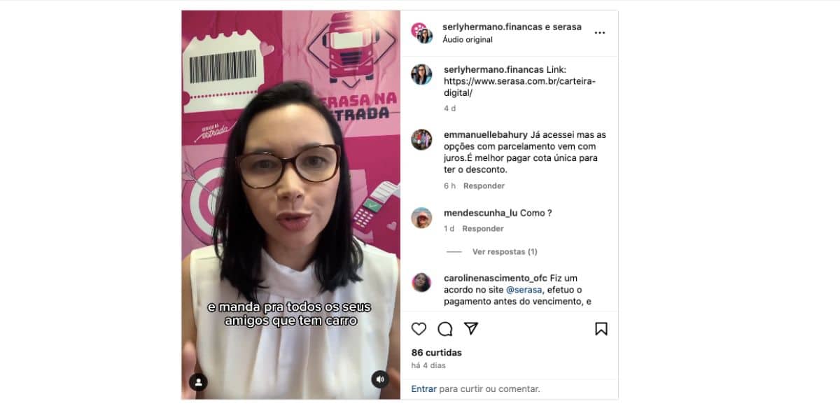 Anúncio Serasa sobre IPVA (Foto: Reprodução / Instagram)