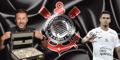 Augusto Melo, Lucas Veríssimo e bandeira do Corinthians - Foto Reprodução Internet