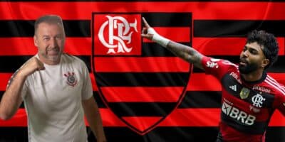 Augusto Melo, bandeira do Flamengo e Gabigol - Foto Reprodução Internet