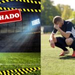 Campo de futebol fechado e jogador triste com falência - Foto Reprodução Internet