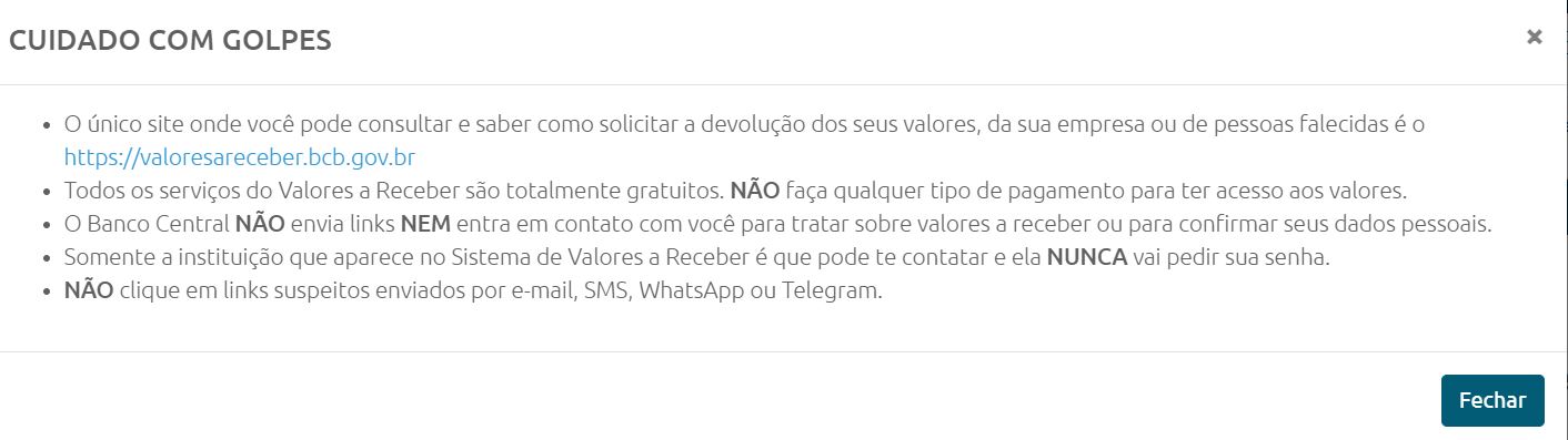 Alerta deixado no site OFICIAL do Banco Central (Foto Reprodução/BC)