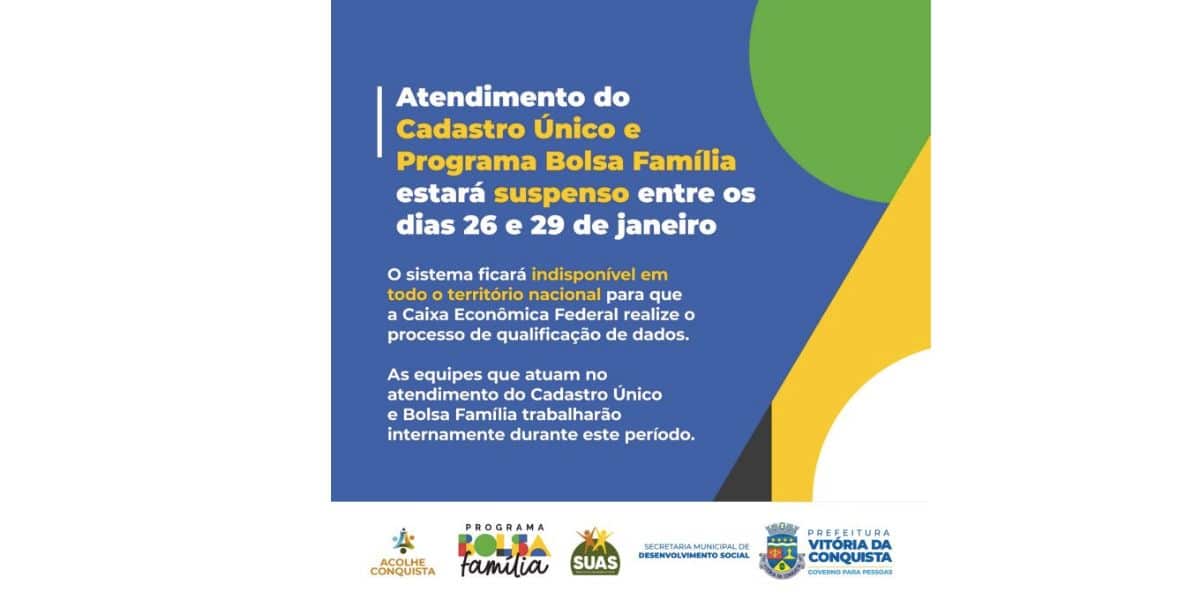 Comunicado do Bolsa Família (Foto: Reprodução / Prefeitura Vitória da Conquista)