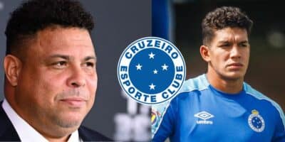 Ronaldo, Lucas Romero e escudo do Cruzeiro - Montagem Tv Foco