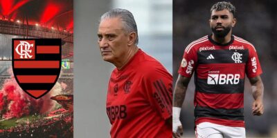 Gabigol e Tite no Flamengo - Montagem Tv Foco - Imagens divulgadas pelo Flamengo