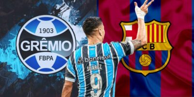 Grêmio pode fechar com ex-atacante do Barcelona para a vaga de Suárez (Foto: Montagem - TV Foco)