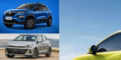 Kwid, HB20 e novo carro (Fotos: Reproduções / Renault / Hyundai / BYD)