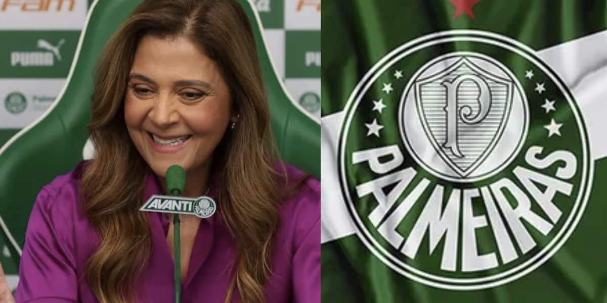 Leila Pereira e bandeira do Palmeiras (Fotos: Reproduções / César Greco / Internet)