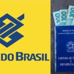 Logo do Banco do Brasil e carteira de trabalho com dinheiro - Foto Reprodução Internet